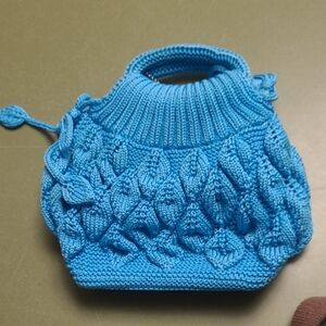 Blue Knit Handbag - Women Bags